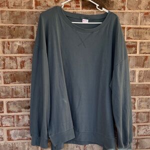 Wiholl Teal Oversized Zipper sides Crew Neck Soft Sweatshirt